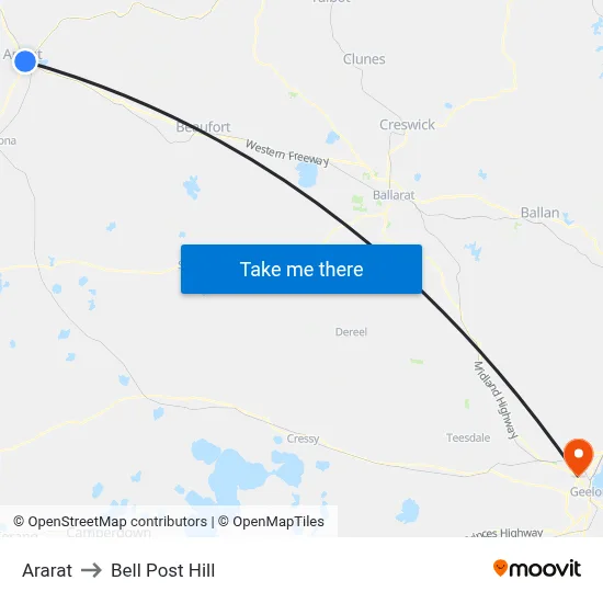 Ararat to Bell Post Hill map
