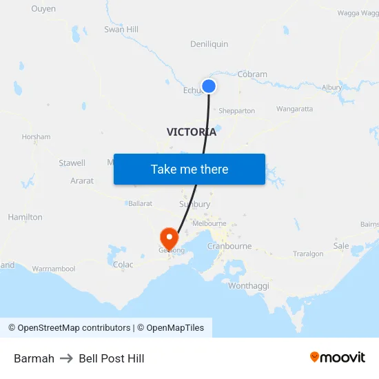 Barmah to Bell Post Hill map