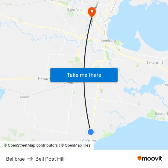 Bellbrae to Bell Post Hill map