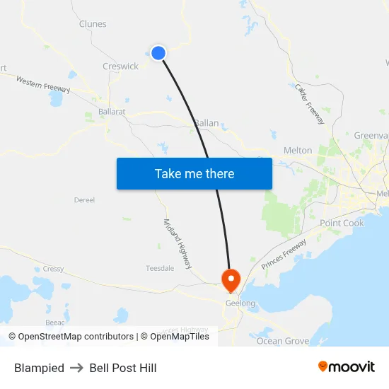 Blampied to Bell Post Hill map