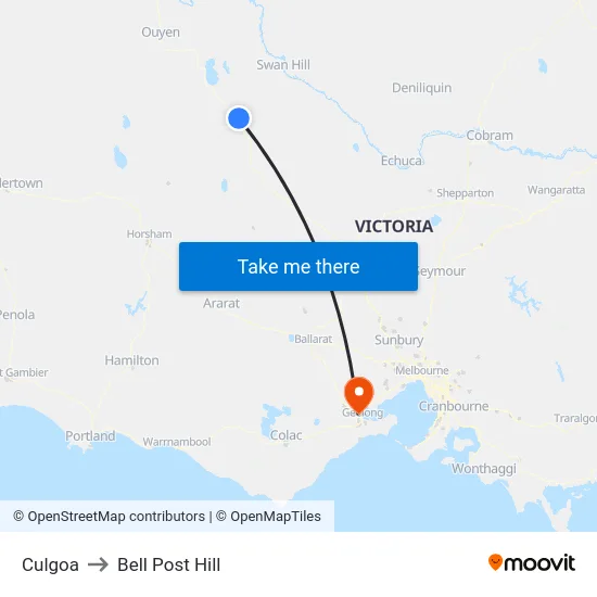 Culgoa to Bell Post Hill map