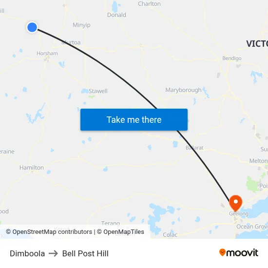 Dimboola to Bell Post Hill map