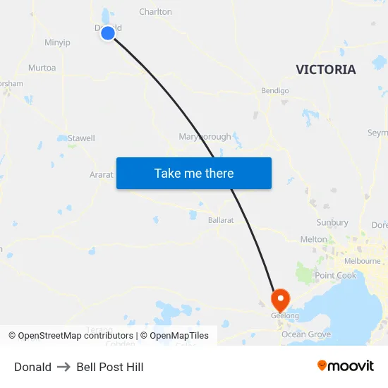 Donald to Bell Post Hill map