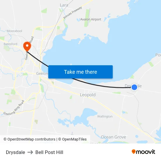 Drysdale to Bell Post Hill map