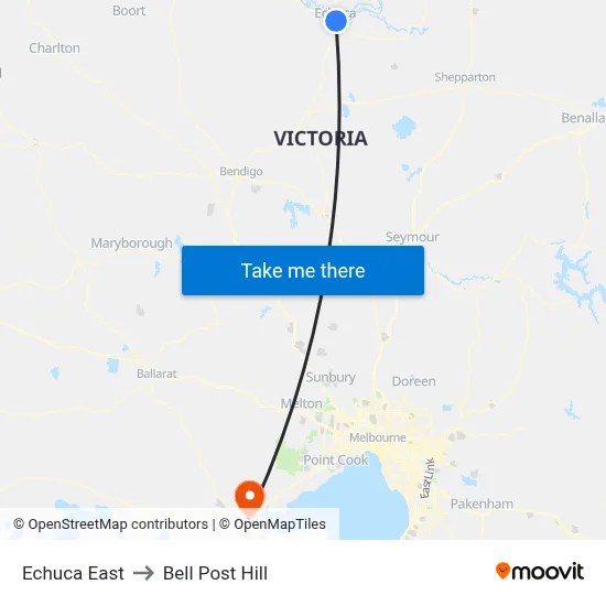 Echuca East to Bell Post Hill map