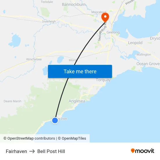 Fairhaven to Bell Post Hill map