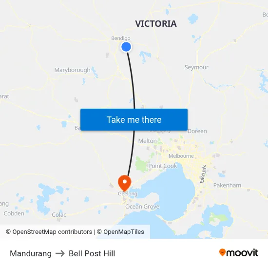 Mandurang to Bell Post Hill map