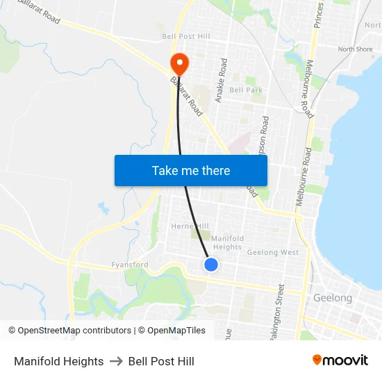 Manifold Heights to Bell Post Hill map