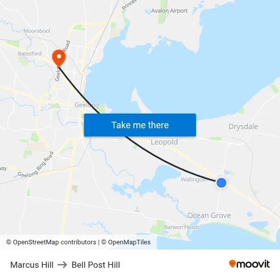 Marcus Hill to Bell Post Hill map
