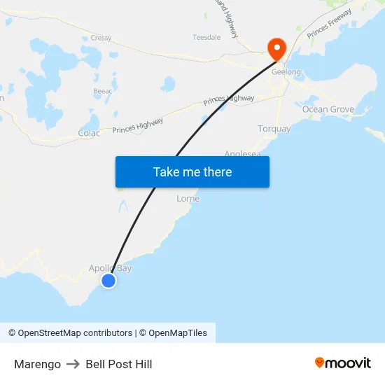 Marengo to Bell Post Hill map