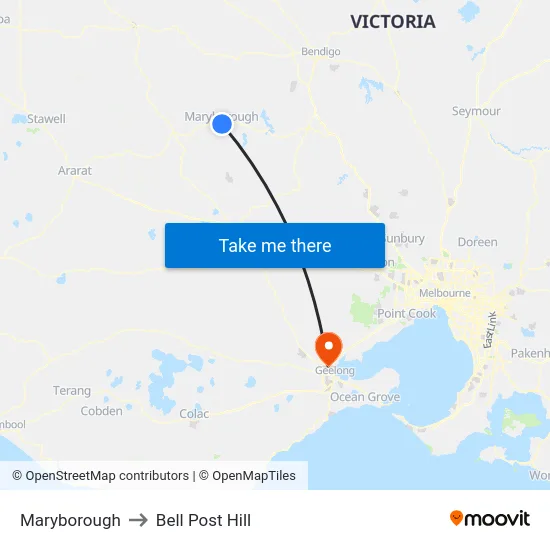 Maryborough to Bell Post Hill map