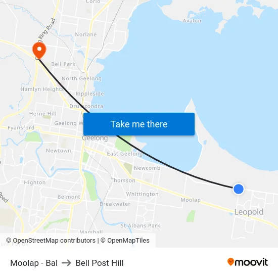 Moolap - Bal to Bell Post Hill map