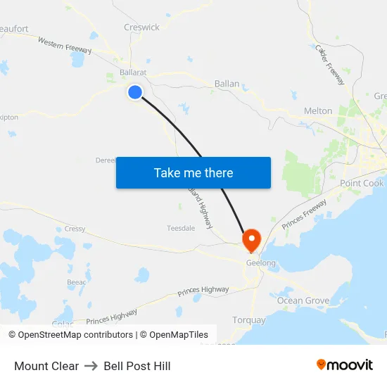 Mount Clear to Bell Post Hill map