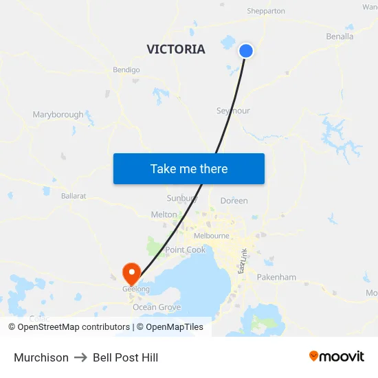 Murchison to Bell Post Hill map