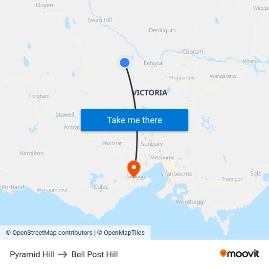Pyramid Hill to Bell Post Hill map