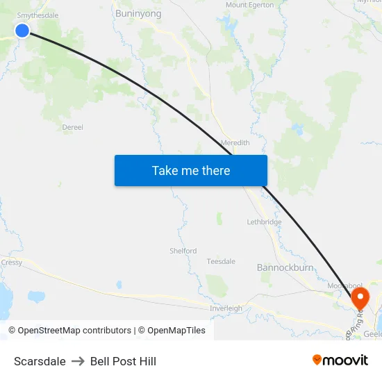 Scarsdale to Bell Post Hill map