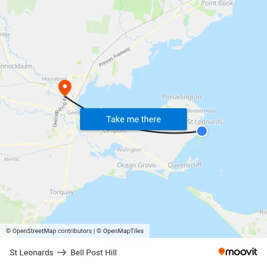 St Leonards to Bell Post Hill map