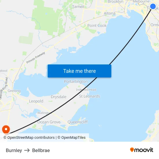 Burnley to Bellbrae map
