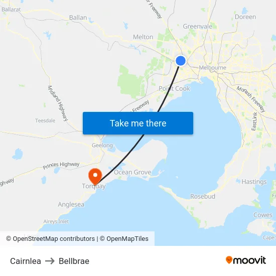 Cairnlea to Bellbrae map