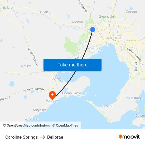 Caroline Springs to Bellbrae map