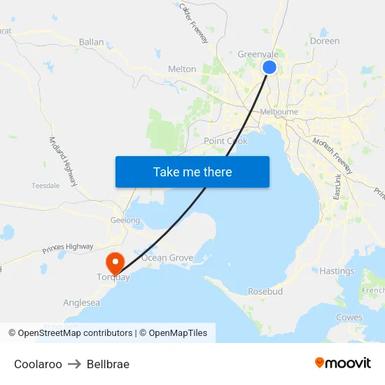 Coolaroo to Bellbrae map
