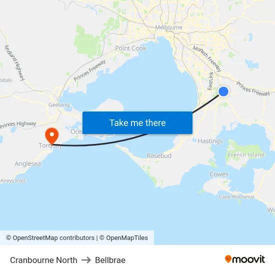 Cranbourne North to Bellbrae map