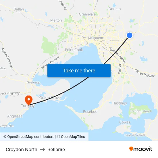 Croydon North to Bellbrae map