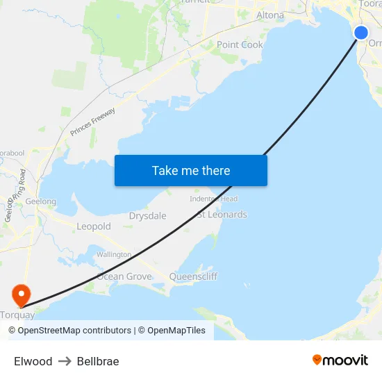 Elwood to Bellbrae map
