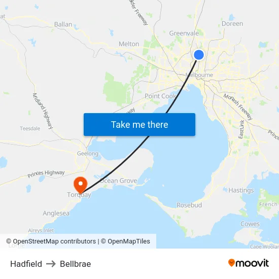 Hadfield to Bellbrae map