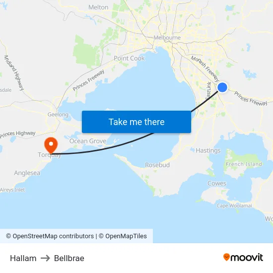 Hallam to Bellbrae map