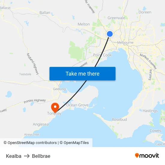 Kealba to Bellbrae map