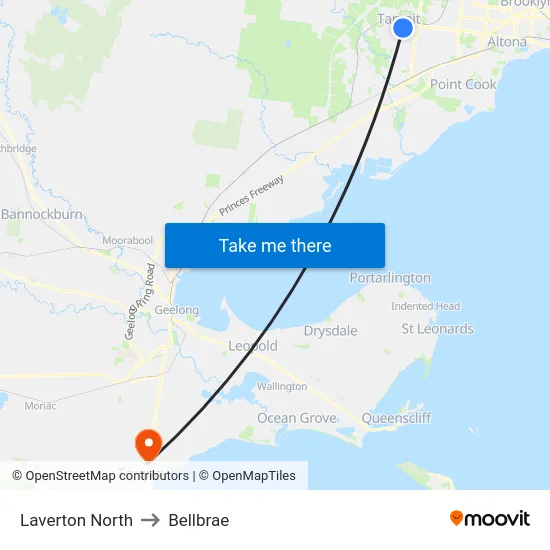 Laverton North to Bellbrae map