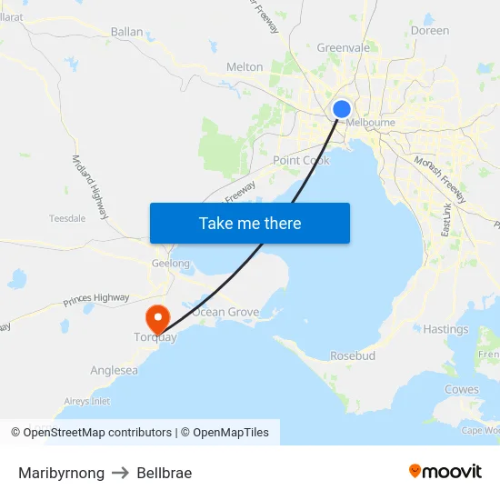 Maribyrnong to Bellbrae map