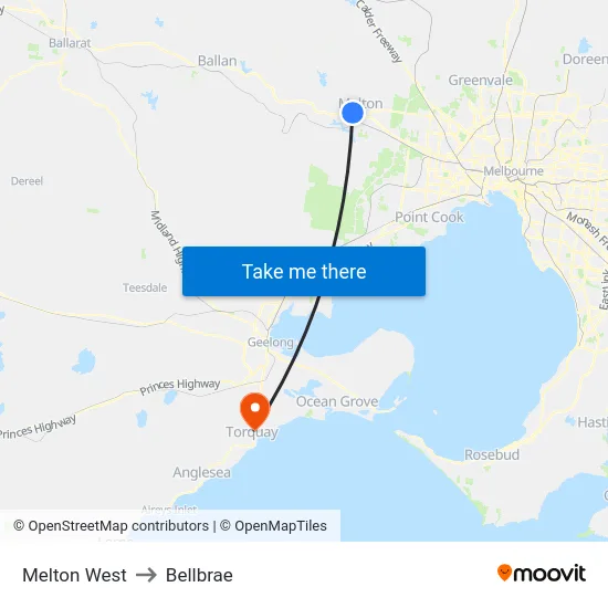 Melton West to Bellbrae map