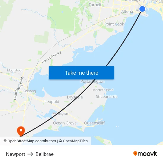 Newport to Bellbrae map
