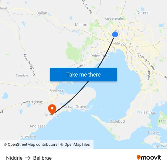 Niddrie to Bellbrae map