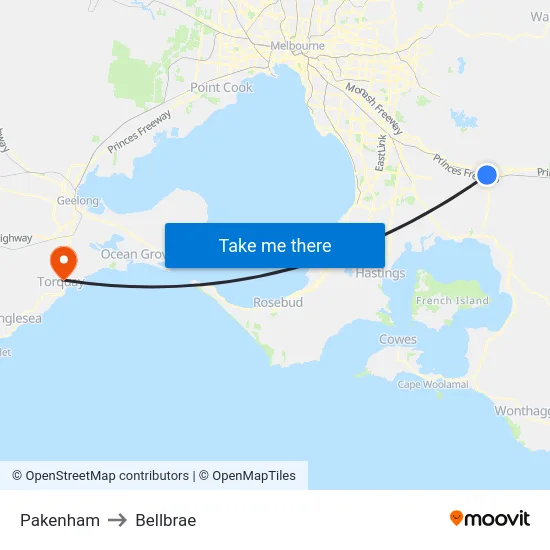 Pakenham to Bellbrae map