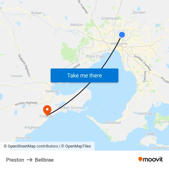 Preston to Bellbrae map