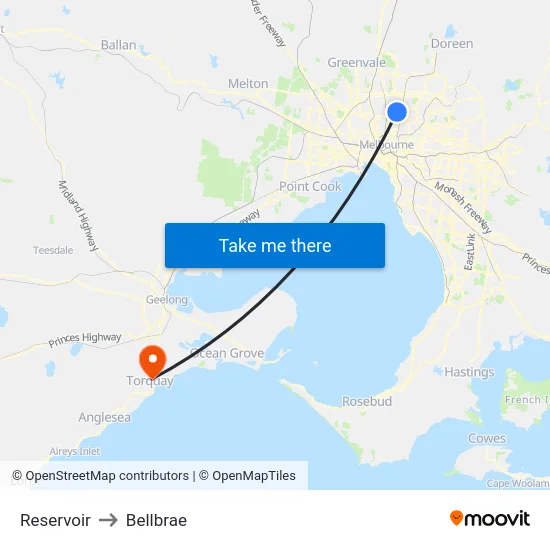 Reservoir to Bellbrae map