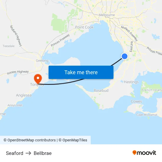 Seaford to Bellbrae map