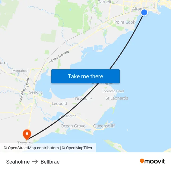 Seaholme to Bellbrae map