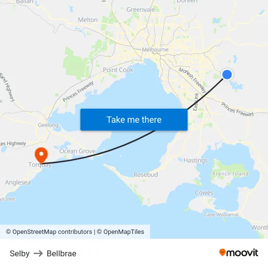 Selby to Bellbrae map
