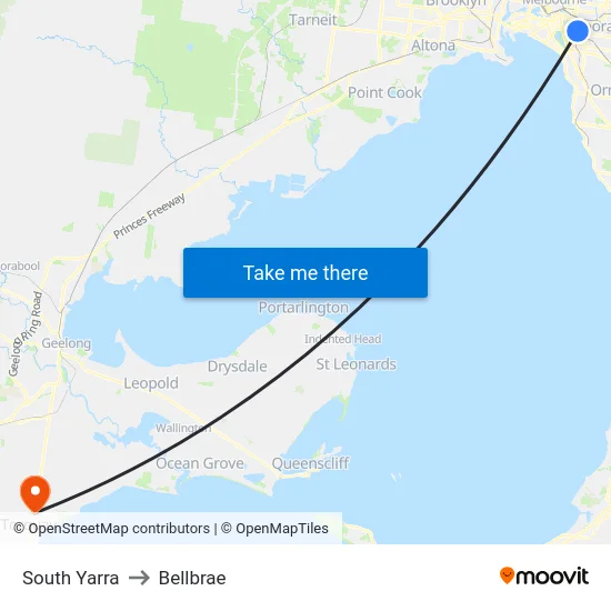 South Yarra to Bellbrae map