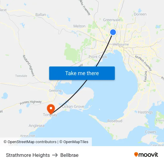Strathmore Heights to Bellbrae map