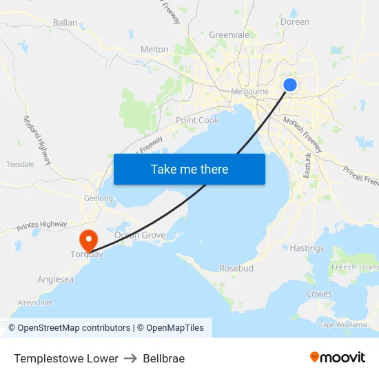 Templestowe Lower to Bellbrae map