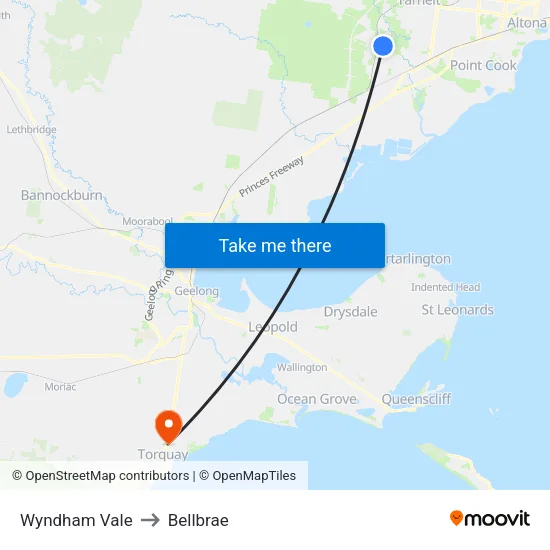 Wyndham Vale to Bellbrae map