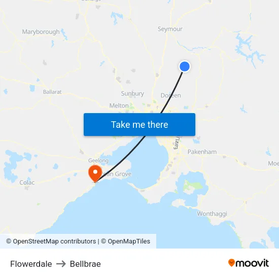 Flowerdale to Bellbrae map
