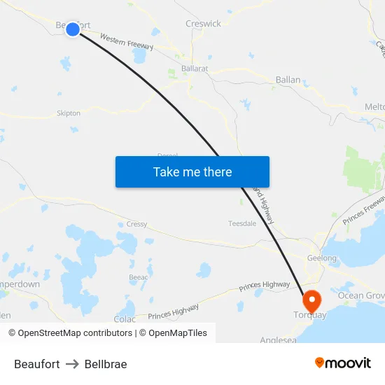Beaufort to Bellbrae map