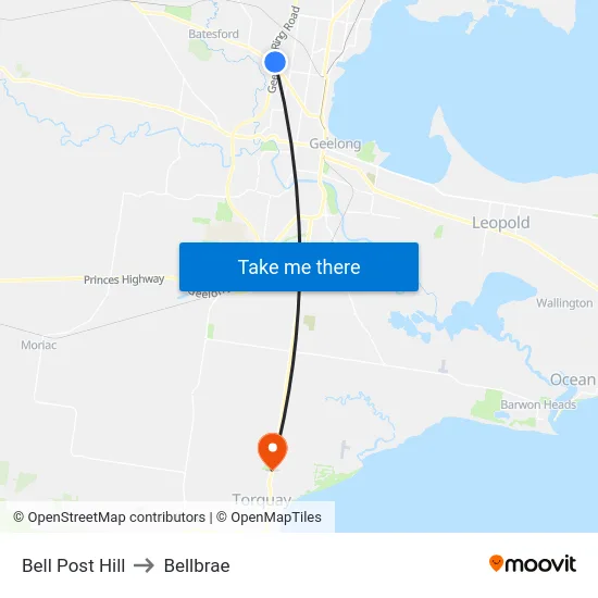 Bell Post Hill to Bellbrae map