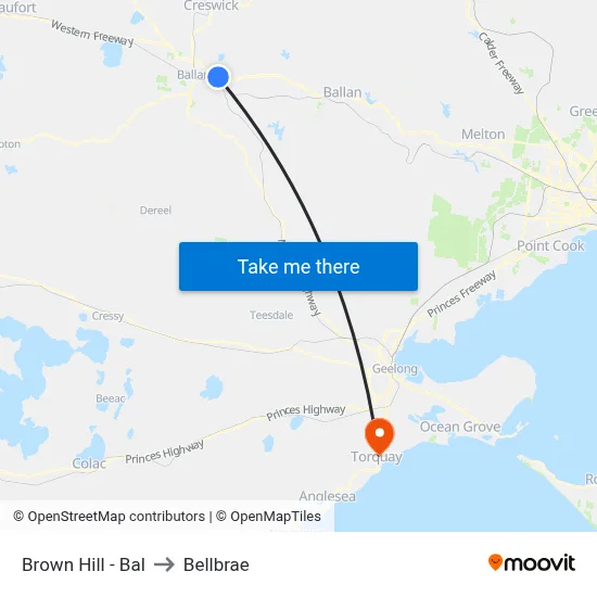 Brown Hill - Bal to Bellbrae map